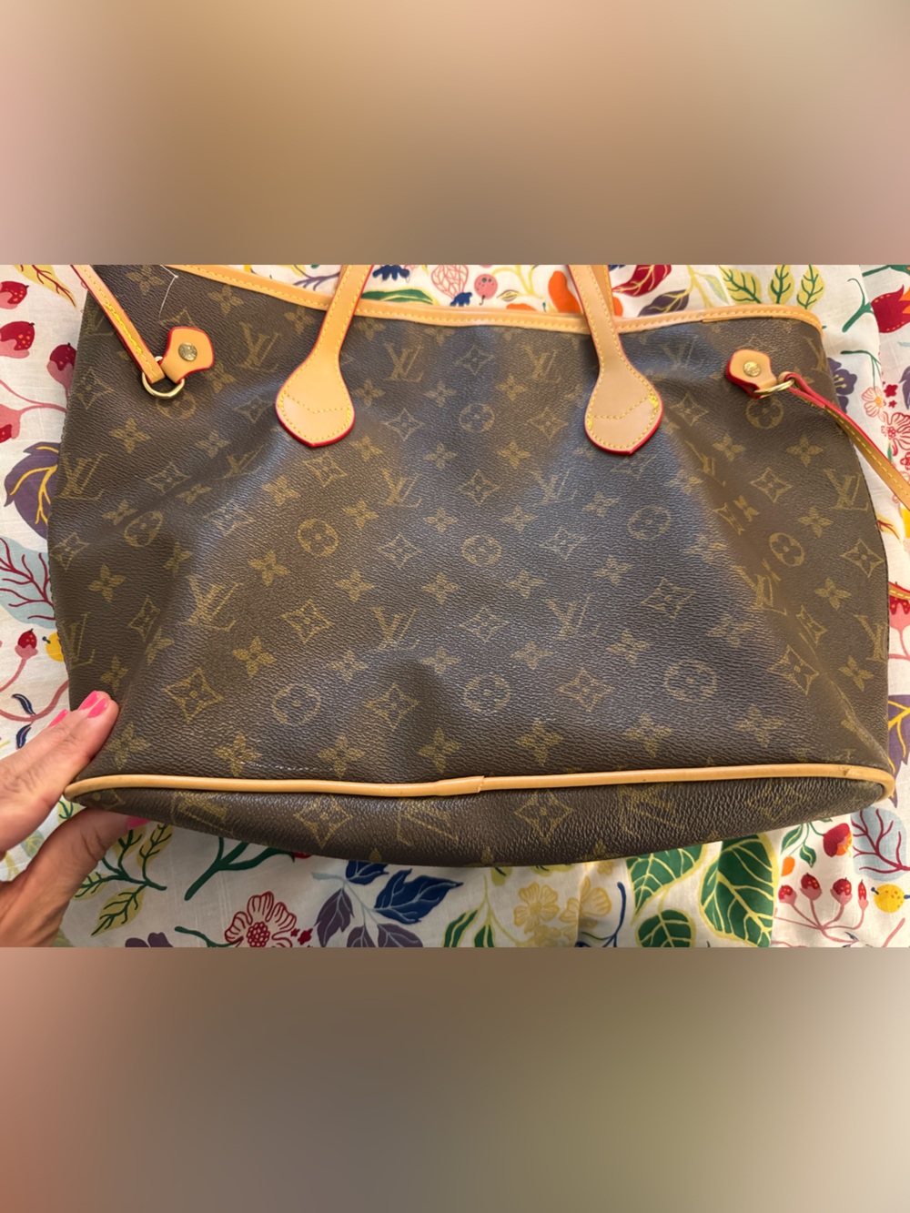 Classic Brown Monogram Canvas Handbag with Tan Leather Trim - Picture 11 of 11